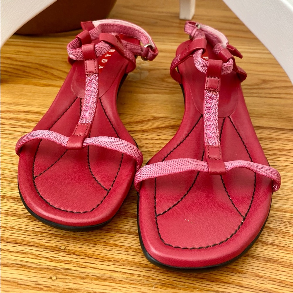 Fun & Edgy Vintage Prada Fuchsia Kitten Heel Sandals